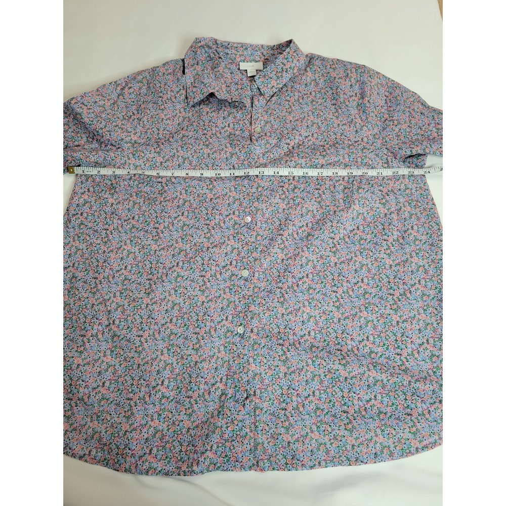 J. Jill Women Large Floral Button Down Shirt 100% Cotton Long Sleeve Blue Pink - Picture 3 of 9